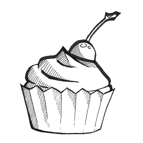 500x500 Cupcake Clipart Sketch
