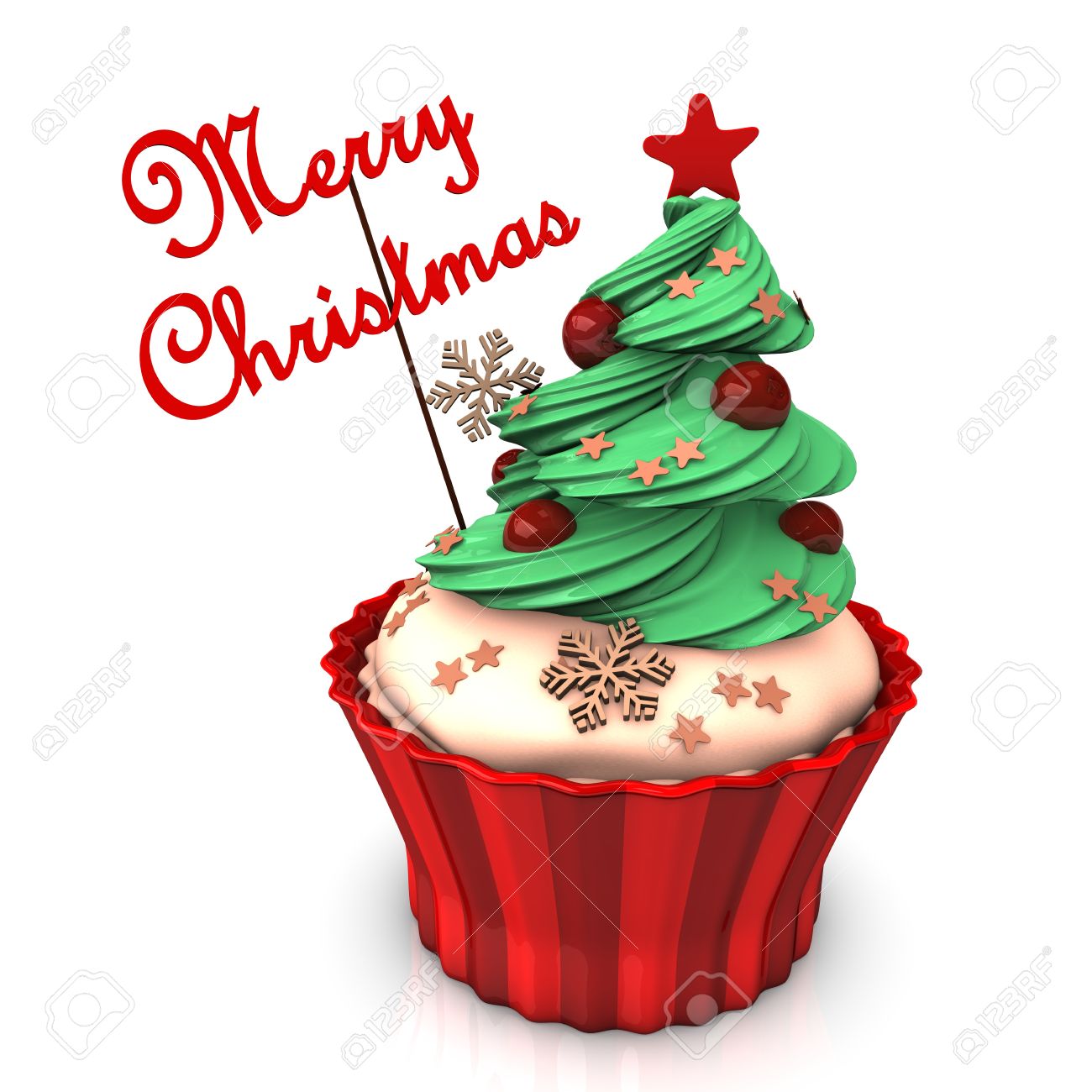 1300x1300 A Christmas Cupcake With Green Tree And The Text Merry Christmas