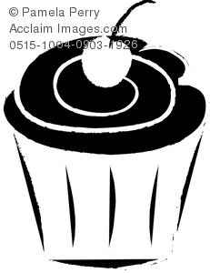 231x300 Clip Art Image Of A Line Drawing Of A Cupcake