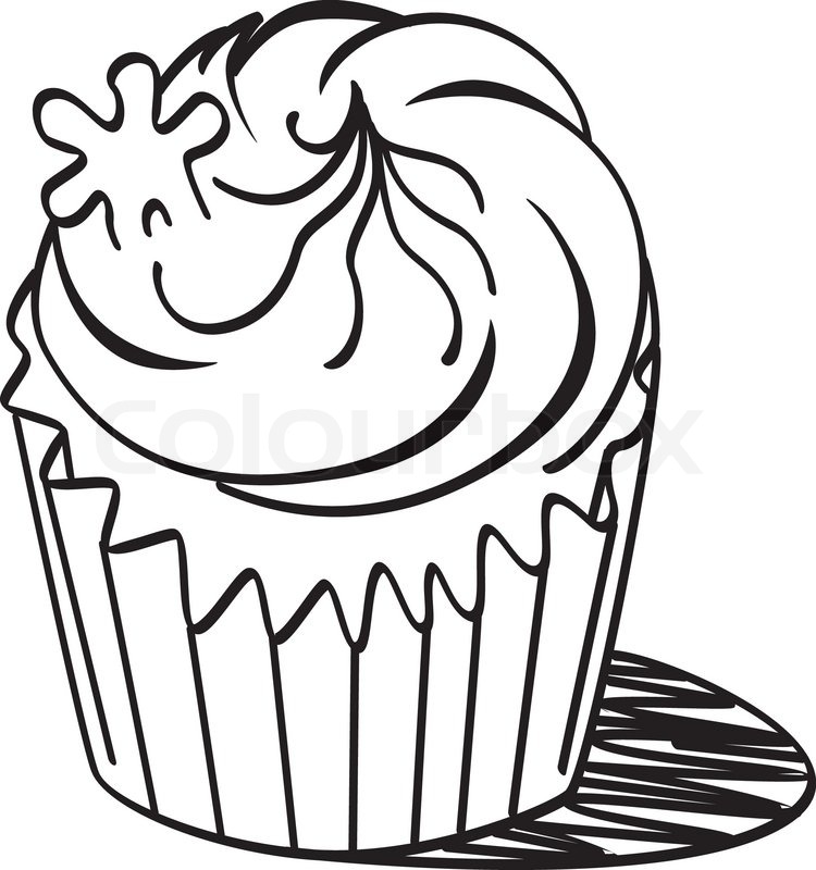 750x800 Cupcake Doodle Stock Vector Colourbox