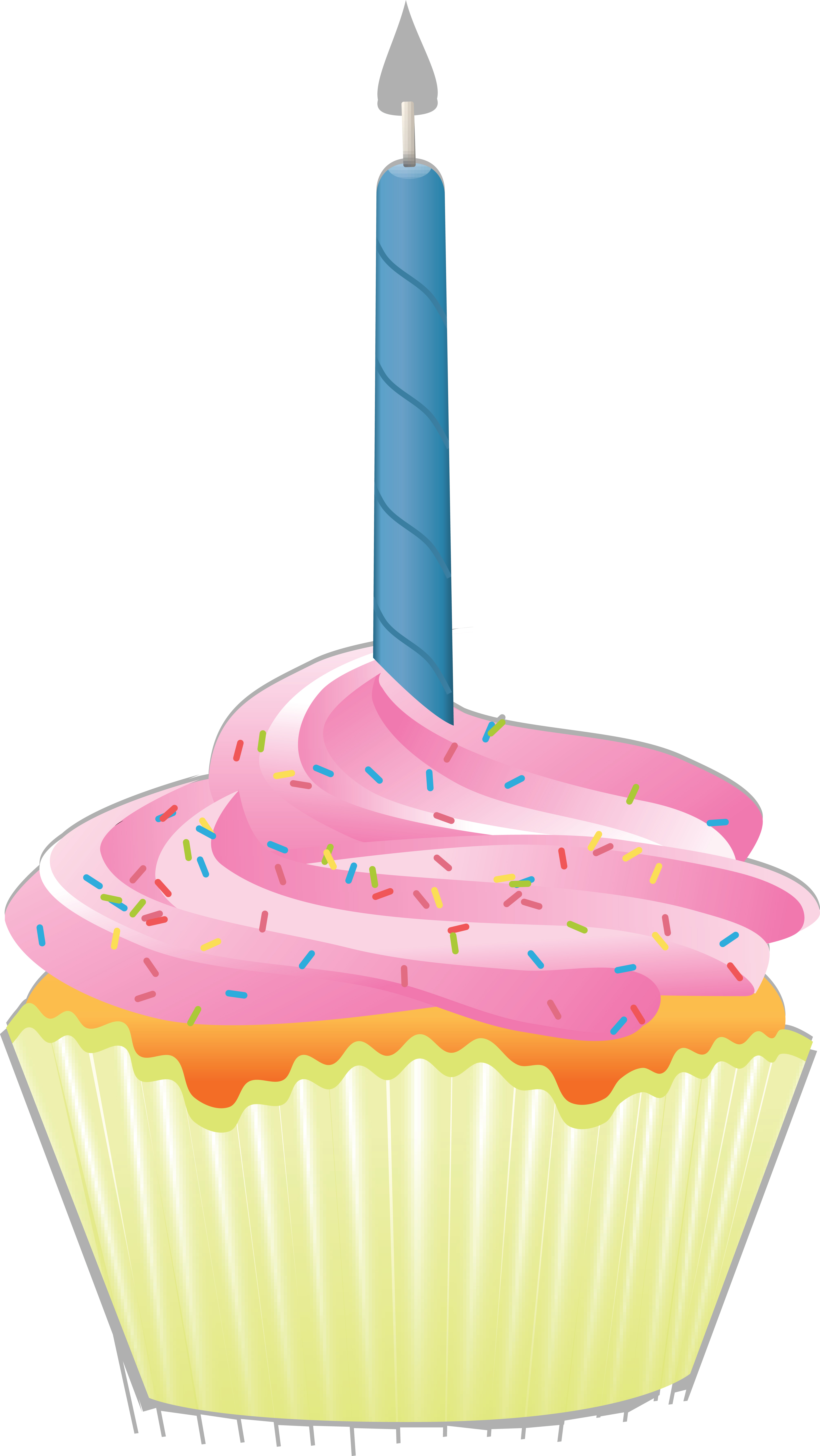4000x7103 Clipart Of A First Birthday Cupcake With A Candle
