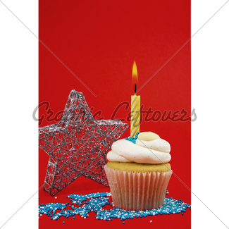 325x325 Cupcake With Candle Gl Stock Images