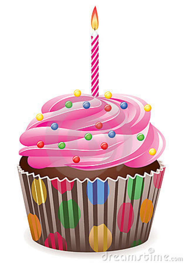 630x900 Birthday Cupcake Clipart Cupcake With Burning Candle Royalty