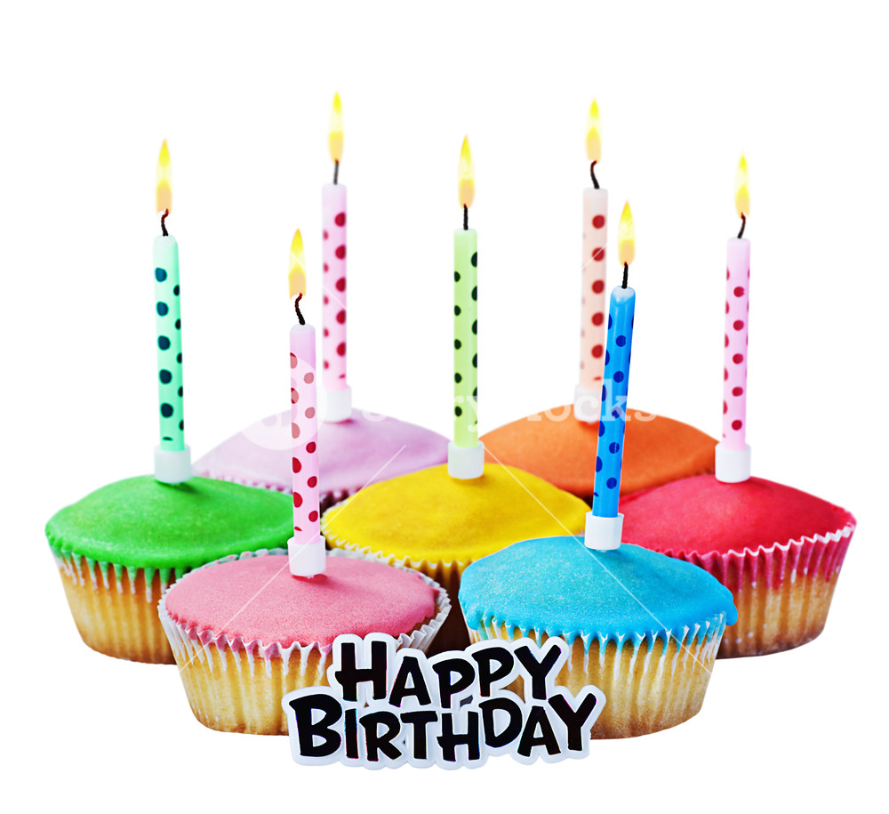 1000x915 Cupcakes With A Birthday Candle Isolated On A White Background