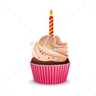 333x333 Birthday Cupcake With Burning Candle By Mia V Graphicriver
