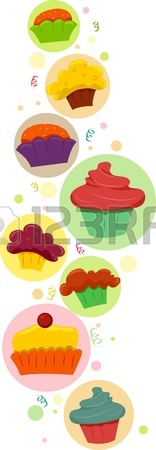 156x450 Shiny Happy Set Of Cupcakes. Stock Photo, Picture And Royalty Free