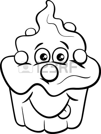 340x450 Black And White Cartoon Illustration Of Sweet Food Like Cakes