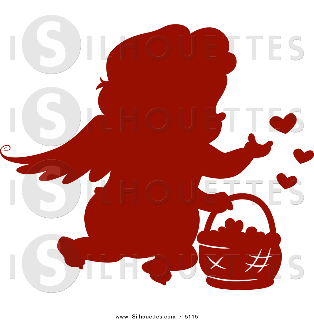 1024x1044 Clipart Of A Silhouetted Red Cupid With A Basket Of Hearts By Bnp