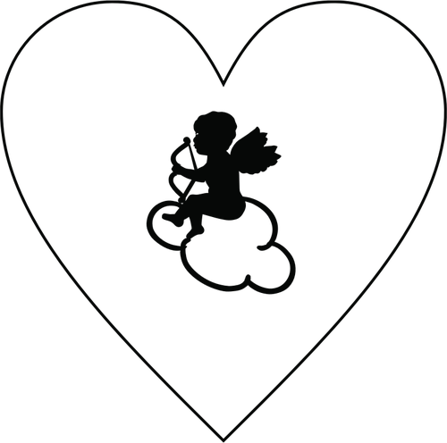 500x496 Heart And Cupid Silhouette Public Domain Vectors