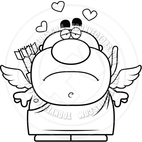 460x460 Cartoon Cupid Man Sad (Black And White Line Art) By Cory Thoman