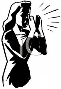 208x300 Woman Cupping Her Hands And Shouting