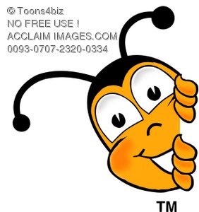 282x300 Toons4biz Cartoon Bumble Bee Or Honey Bee Peeking Around A Corner