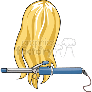 300x300 Royalty Free Blond Hair With Curling Iron 137291 Vector Clip Art