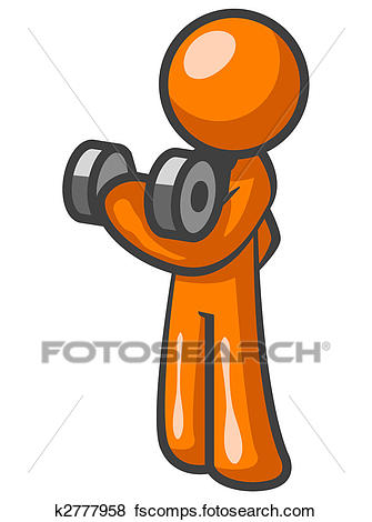 335x470 Stock Illustration Of Orange Man Curling Dumbbell K2777958