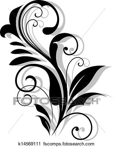 360x470 Clipart Of Curly Floral Embellishment K14569111