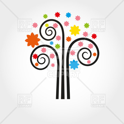 400x400 Curly Spring Stylish Tree Royalty Free Vector Clip Art Image