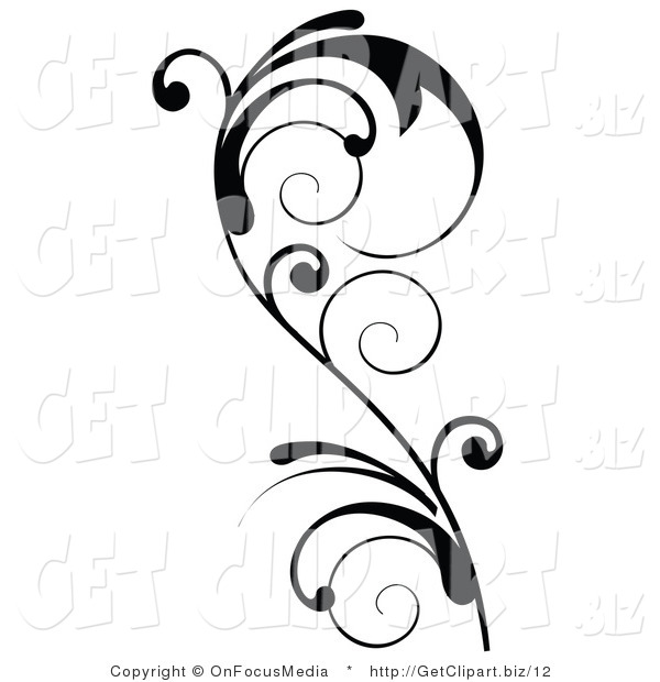 600x620 Vector Clip Art Of A Tall And Delicate Black Swirling Design