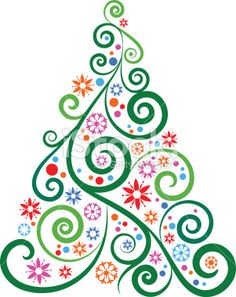 236x297 A Swirly, Curly Christmas Tree Christmas Tree, Clip Art And Ornament