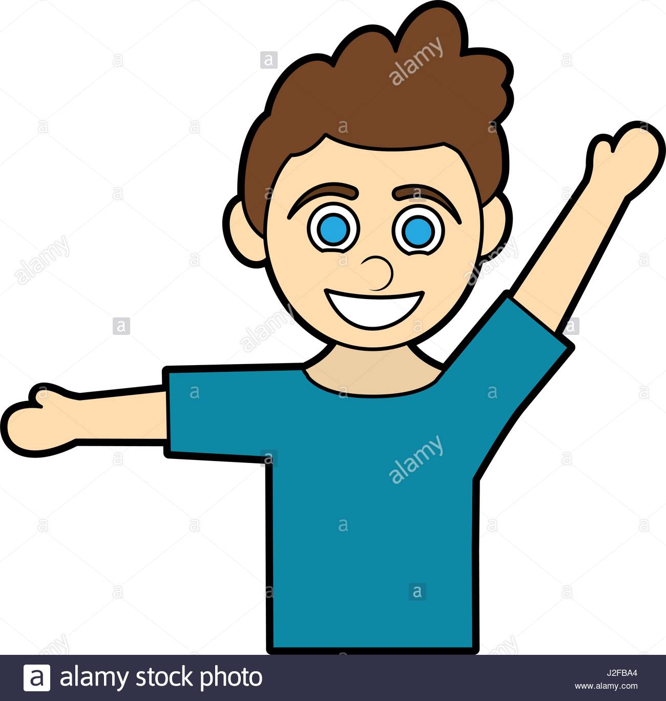 1300x1367 Colorful Silhouette Cartoon Half Body Boy With Open Arms Up