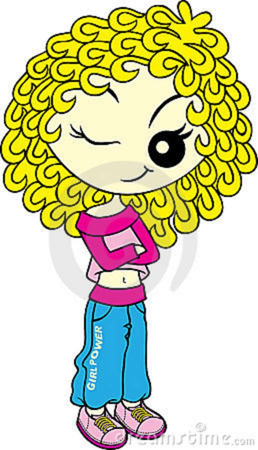 516x900 Curly Haired Girl Clipart