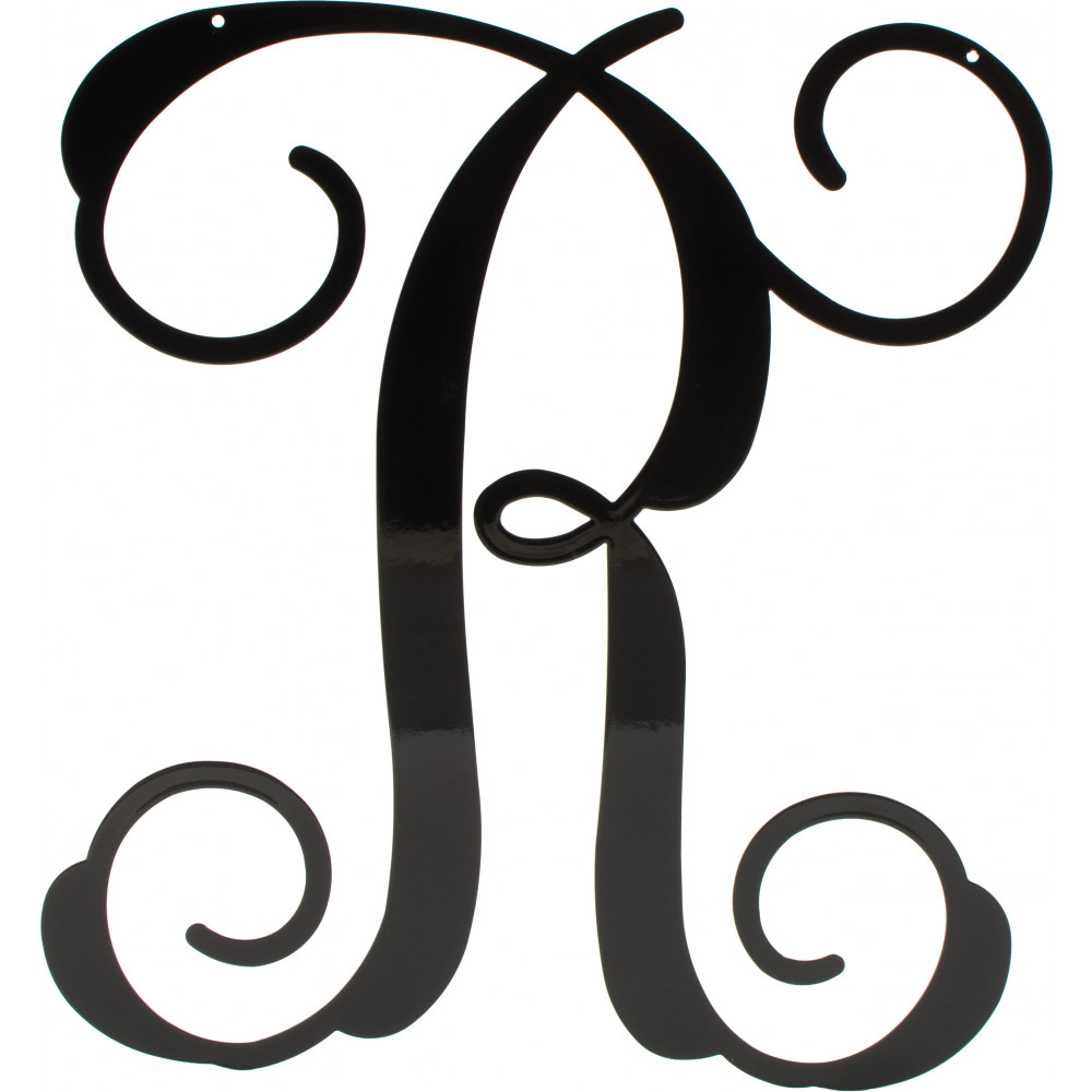 1000x1000 12.5 Black Vine Script Metal Letter R [1954]