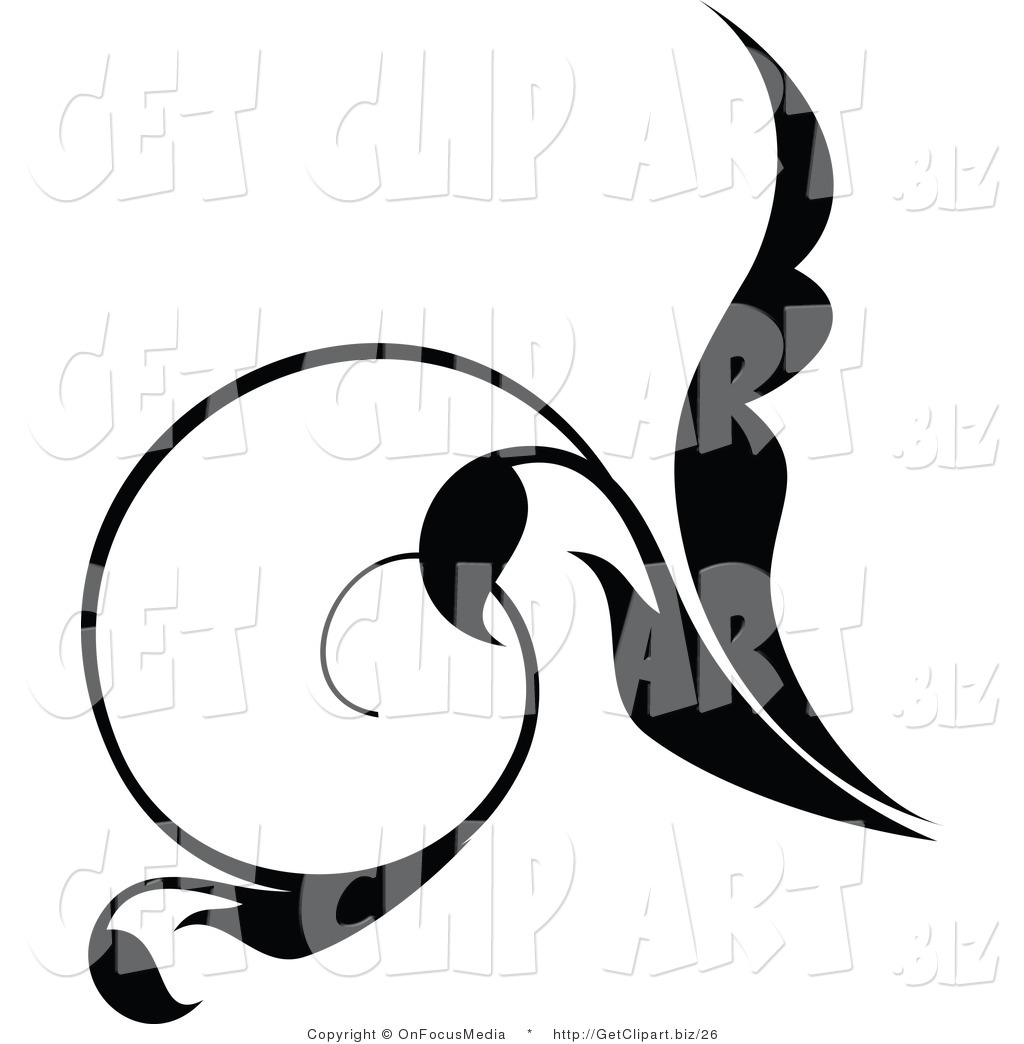 1024x1044 Clip Art Of A Curly Black Scrolling Silhouetted Leaf Flourish