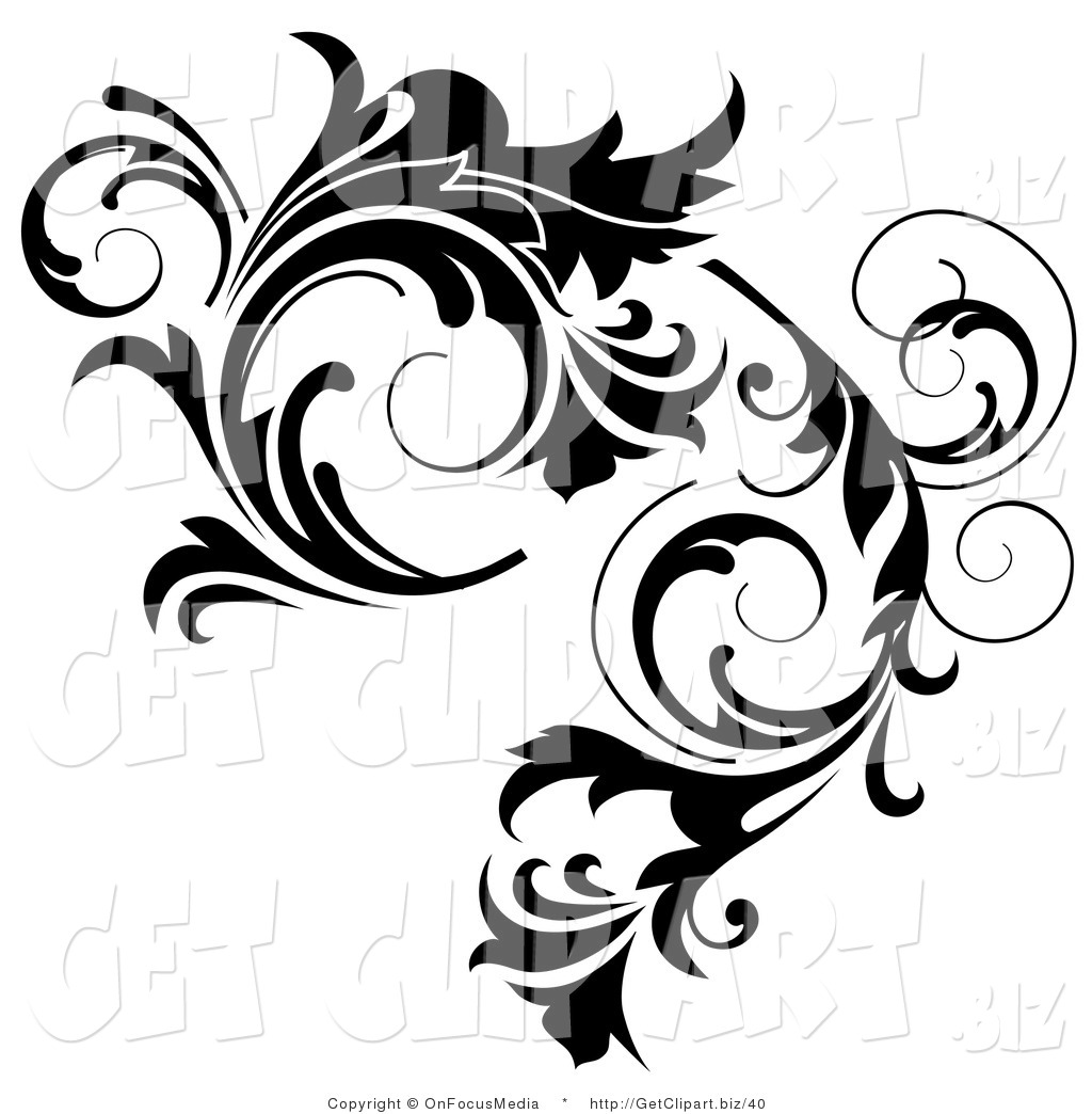 1024x1044 Clip Art Of A Thick Black Curlying Leafy Vine Design By