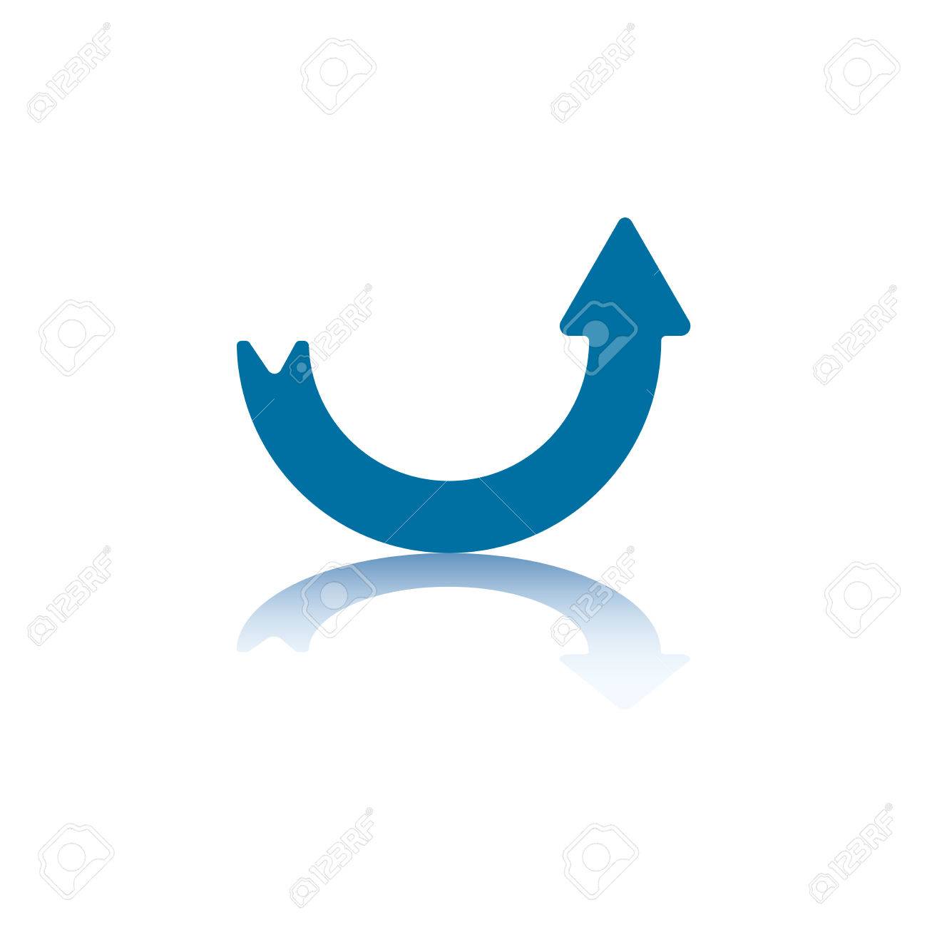1300x1300 Upwards Curved Arrow With Arrowhead On The Right And Reflection