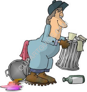 285x300 Clip Art Illustration Of A Janitor Taking Out Trash