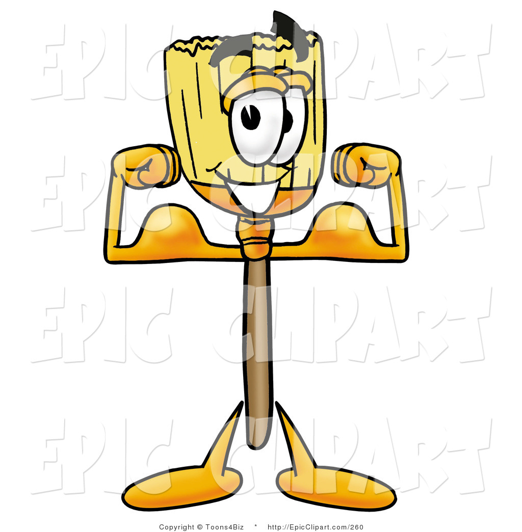 1024x1044 Clip Art Of A Strong Broom Mascot Cartoon Character Flexing His