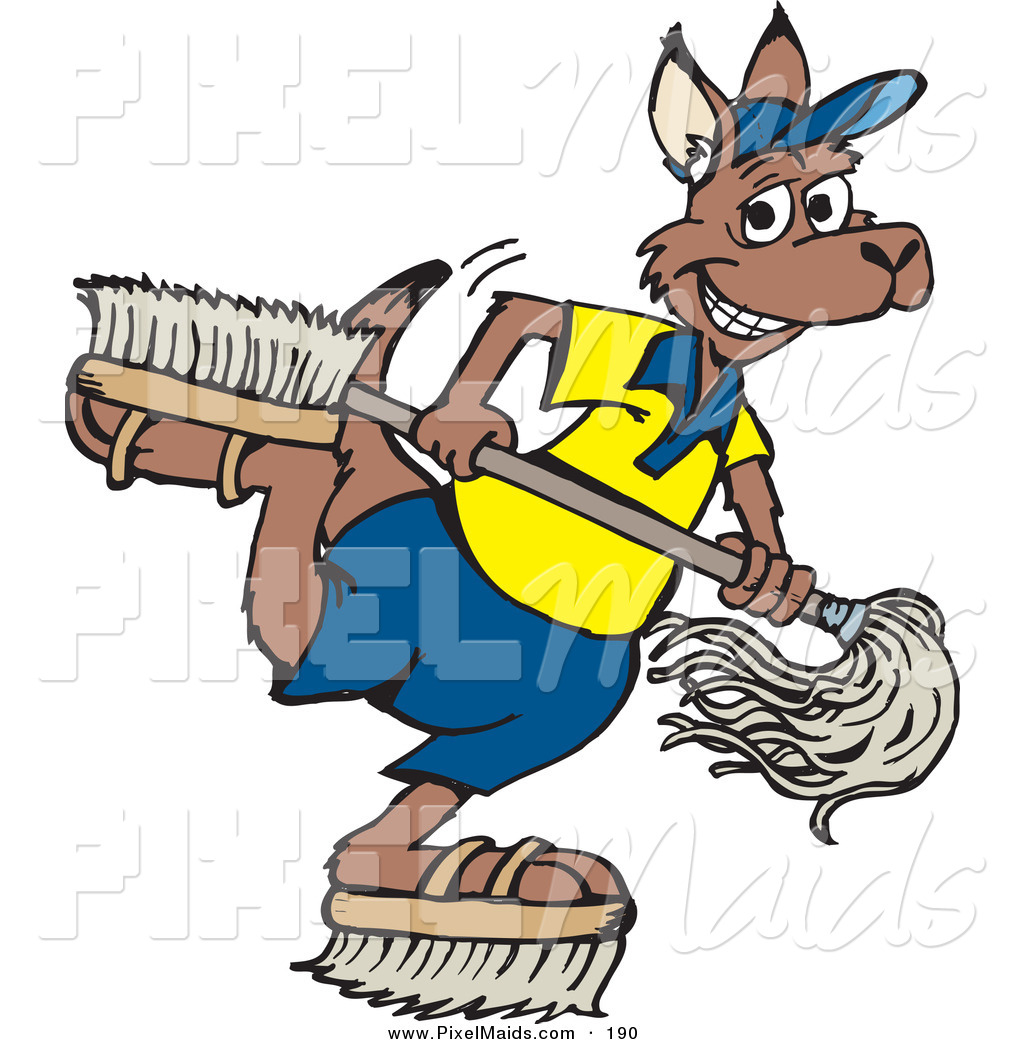 1024x1044 Clipart Of Happy Kangaroo Janitor Playing With Brush Shoesnd