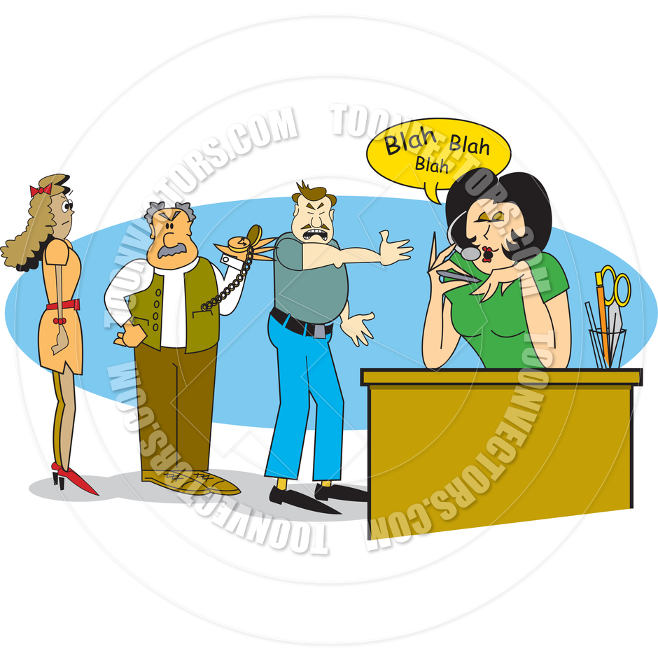 940x940 Cartoon Angry Customers Waiting In Line Vector Illustration By