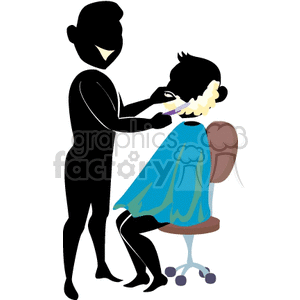 300x300 Royalty Free Barber Shaving His Customers Beard 162271 Vector Clip
