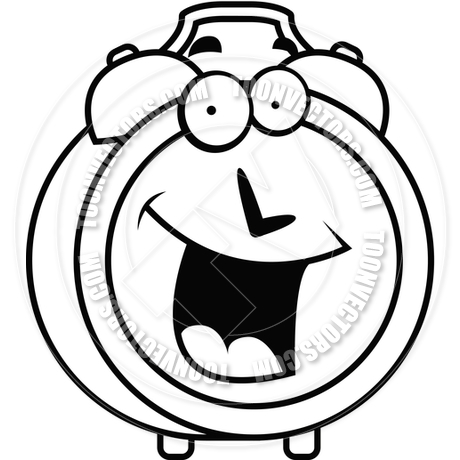 460x460 Alarm Clock Smiling (Black And White Line Art) By Cory Thoman