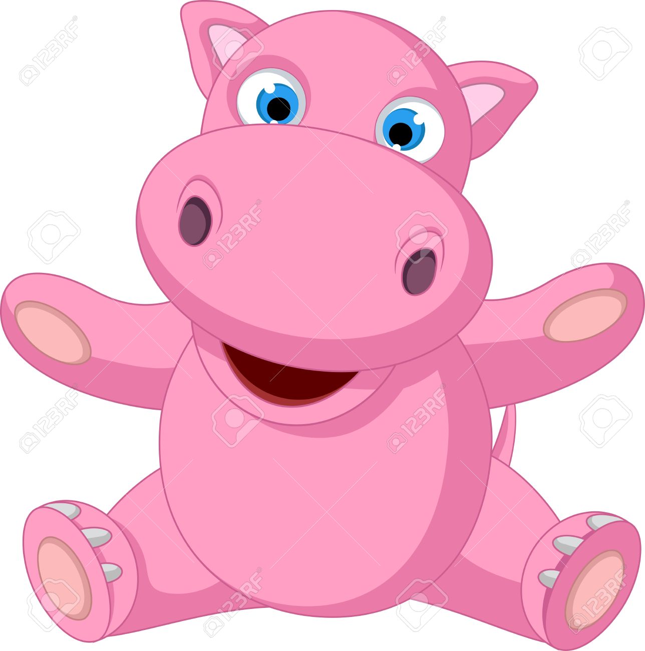 1288x1300 Cute Baby Hippo Cartoon Sitting Royalty Free Cliparts, Vectors
