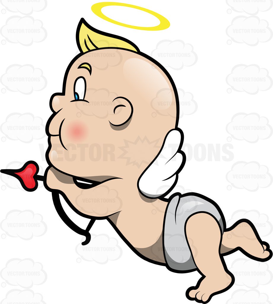 921x1024 A Cute Baby Cupid Flying To Shoot An Arrow Of Love Cartoon Clipart