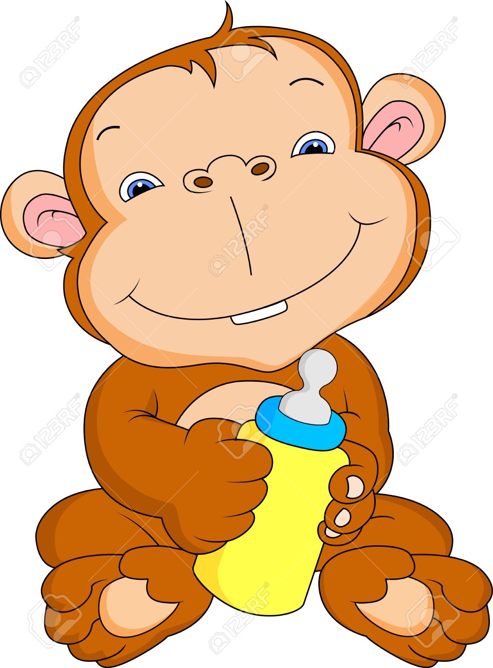959x1300 Cute Baby Monkey Cartoon Royalty Free Cliparts, Vectors, And Stock