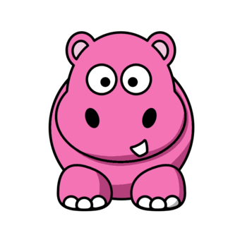 340x340 Fat Cartoon Animals Hippo Cartoon Pink Design By Ironydesigns