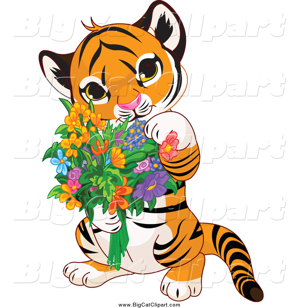 1024x1044 Big Cat Cartoon Vector Clipart Of A Cute Baby Tiger Holding