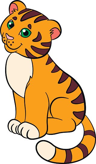 318x541 Cartoon Wild Animals For Kids Little Cute Baby Tiger Premium