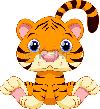 413x450 Cute Baby Tiger Cartoon Royalty Free Cliparts, Vectors, And Stock