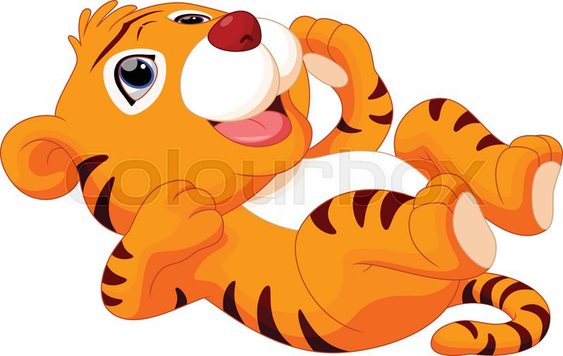 800x506 Cute Baby Tiger Cartoon Stock Vector Colourbox