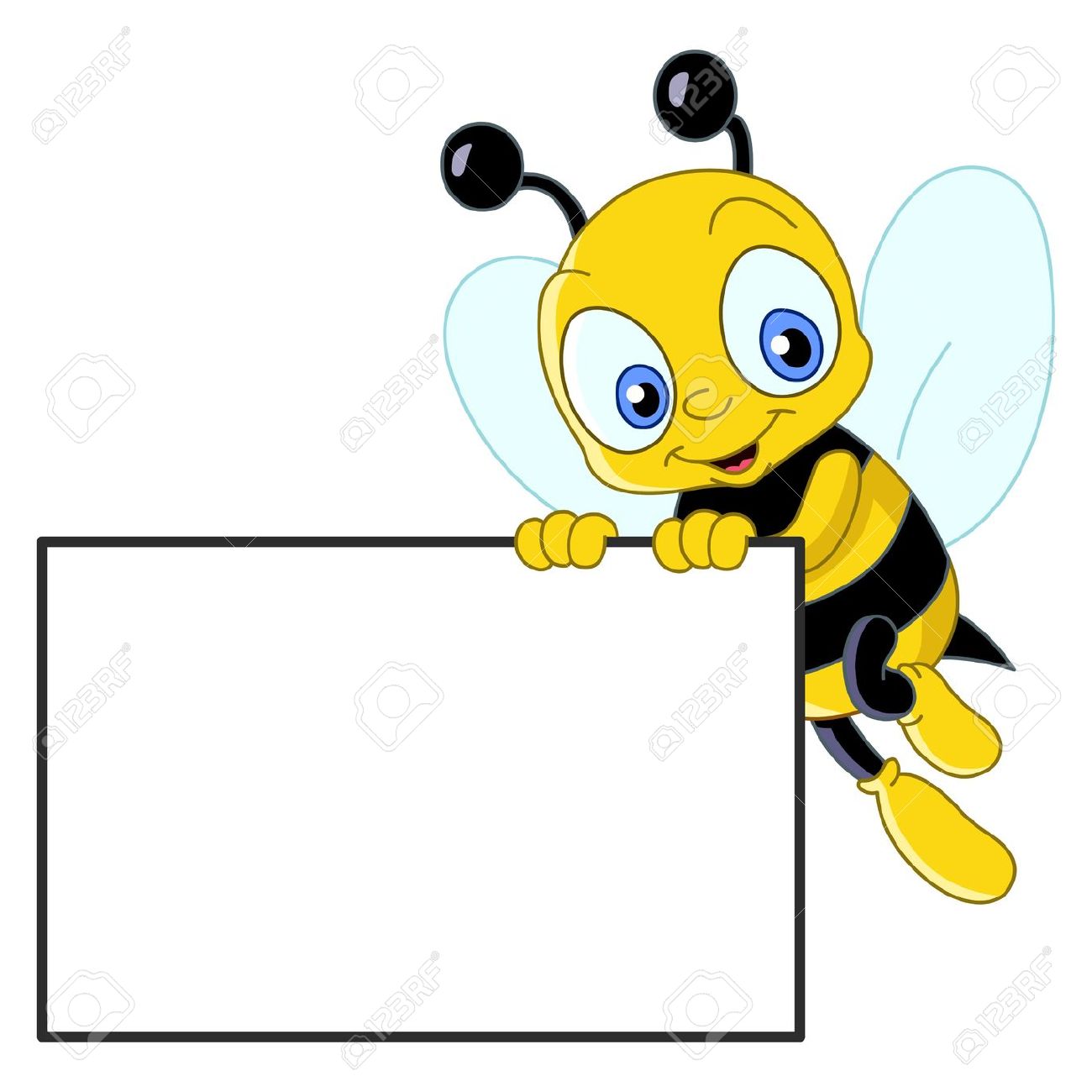 1300x1300 Cute Bee Holding A Blank Sign Royalty Free Cliparts, Vectors,