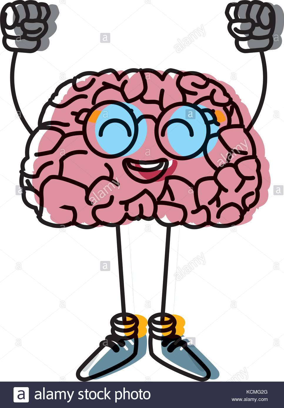 966x1390 Cute Brain Cartoon With Hands Up Stock Vector Art Amp Illustration