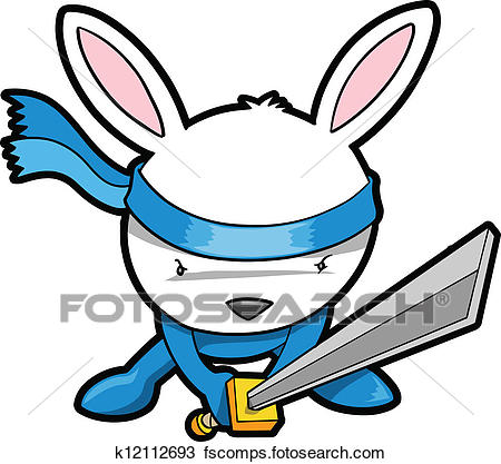 450x417 Clipart Of Cute Bunny Rabbit Ninja Vector K12112693