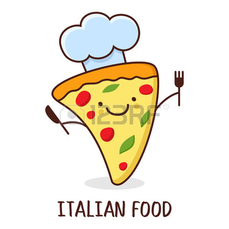 450x450 Cute Cartoon Smiling Piece Of Pizza. Vector Illustration. Concept