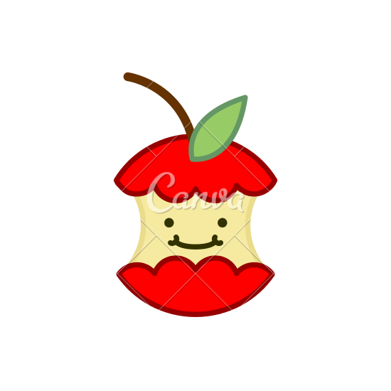 550x550 Red Apple Core Cute Cartoon