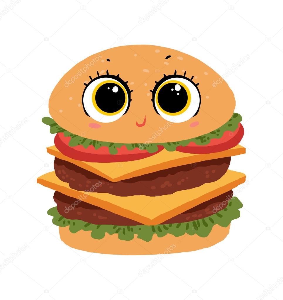965x1023 Cute Burger Cartoon Illustration Stock Photo Aditgalih
