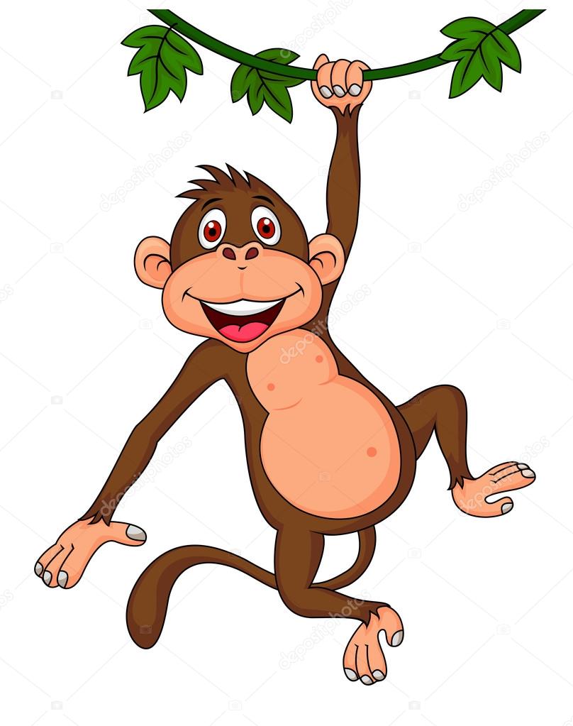 808x1023 Cute Monkey Cartoon Hanging Stock Vector Tigatelu