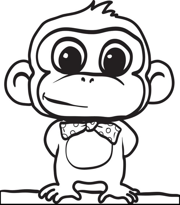 616x700 Free, Printable Cartoon Monkey Coloring Page For Kids